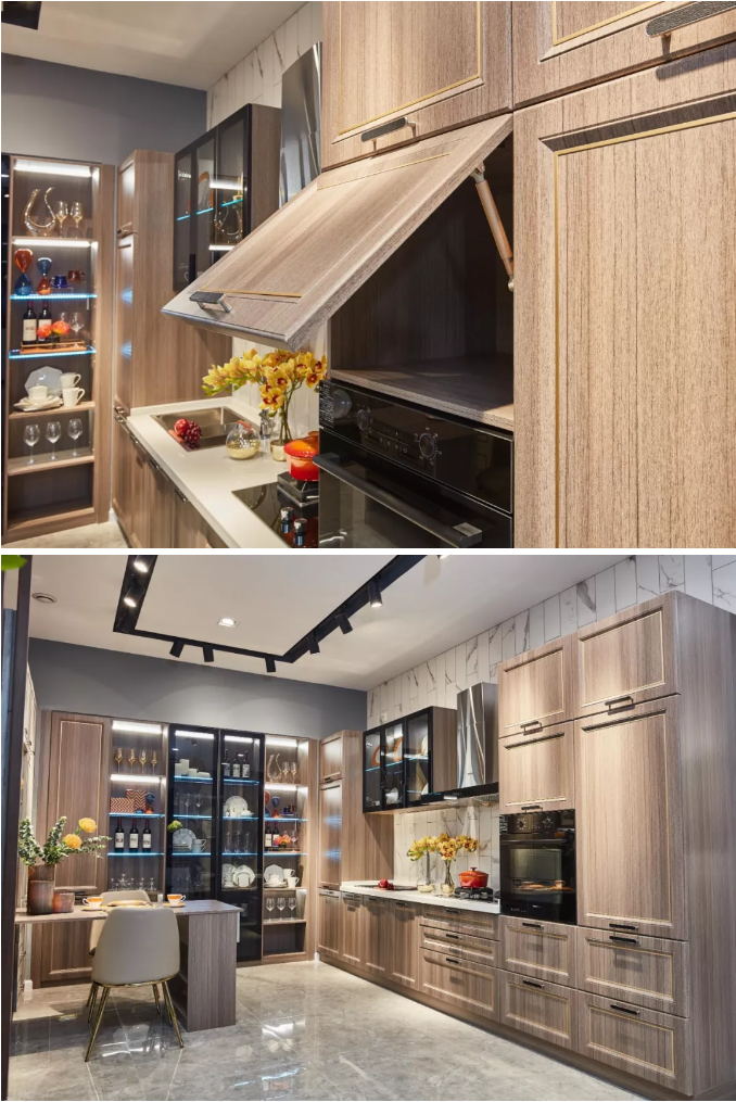 免漆生態板銀沙柚木定制櫥柜